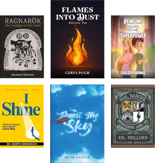 A stack of UK Publishing House book mockups